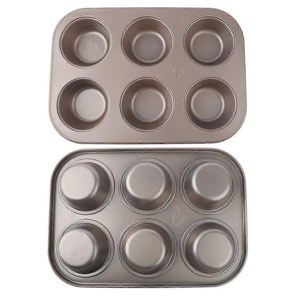 Bageform til chokoladekage og muffins i kulstofstål med 6 rum og non-stick belægning
