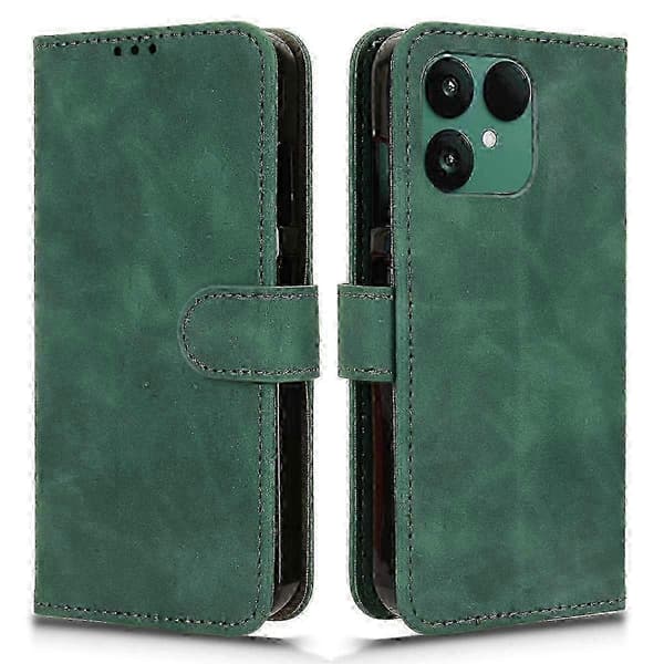 Grönt läderkänsla Anti-Drop Plånboksfodral för Fairphone 6