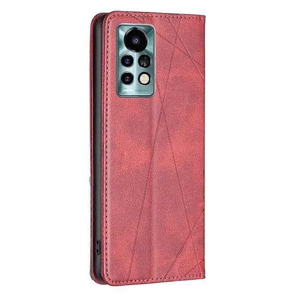 För Infinix Note 11 Pro Rombmönstrad Magnetiskt Läder Telefonfodral (Röd)