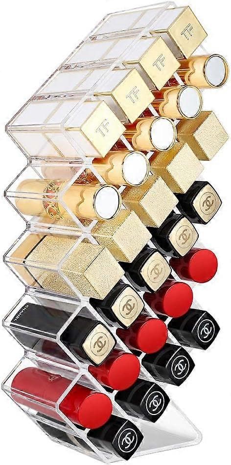 Læbestiftopbevaring med 28 akrylrum, gennemsigtig makeup-organizer med flere rum, 27*12*6.5CM