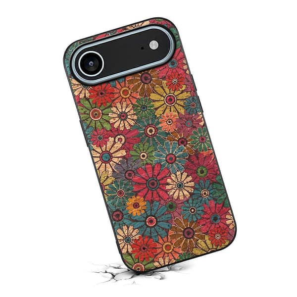 För iPhone 17 Air Fodral Blomtryck PU Läder PC TPU Telefonfodral