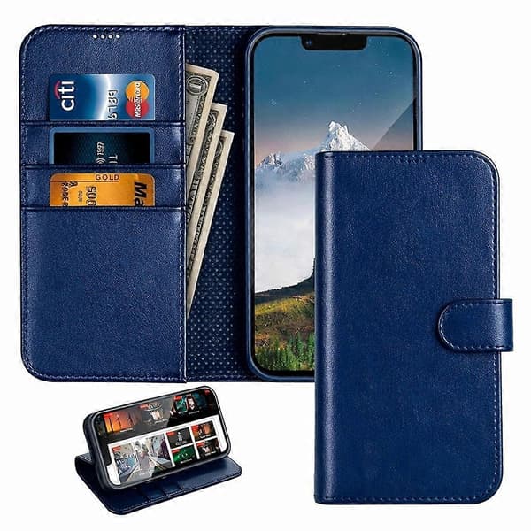 iPhone 17e / iPhone 16e - Bokomslag Etui Mobil lommebok Marineblå