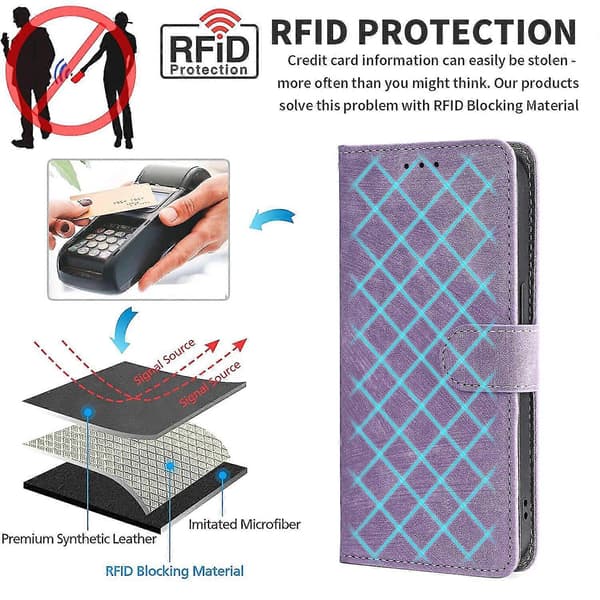 Kompatibel med iPhone 13 Pro Max etui pung RFID-blokerende flipcover med støttefod