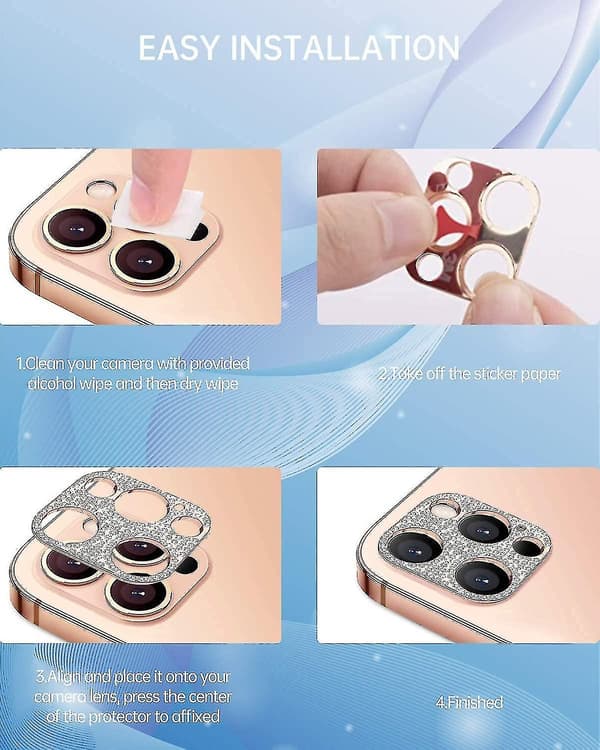 Kameralinsskydd med diamantglitter kompatibelt med iPhone 13 Pro/iPhone 13 Pro Max