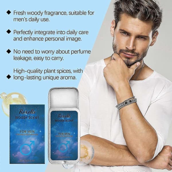 Solid parfymebalsam for menn, langvarig treaktig duft, bærbar duft, 10g
