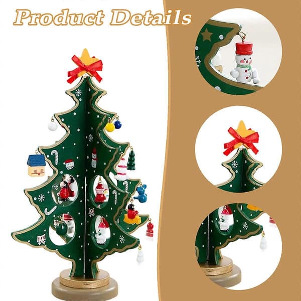 DIY Skrivebord Mini Juletre i Tre for Barn - Ornamentmontering