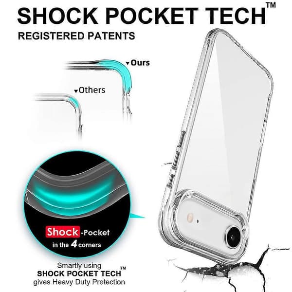 Kompatibel til iPhone 17 Air Case PC + TPU Droppsäker Transparent Telefoncover
