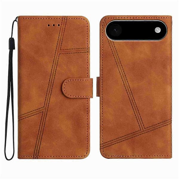 Kompatibel til iPhone 17 Air Case Flip Læder Retro Telefoncover Linjer Præget