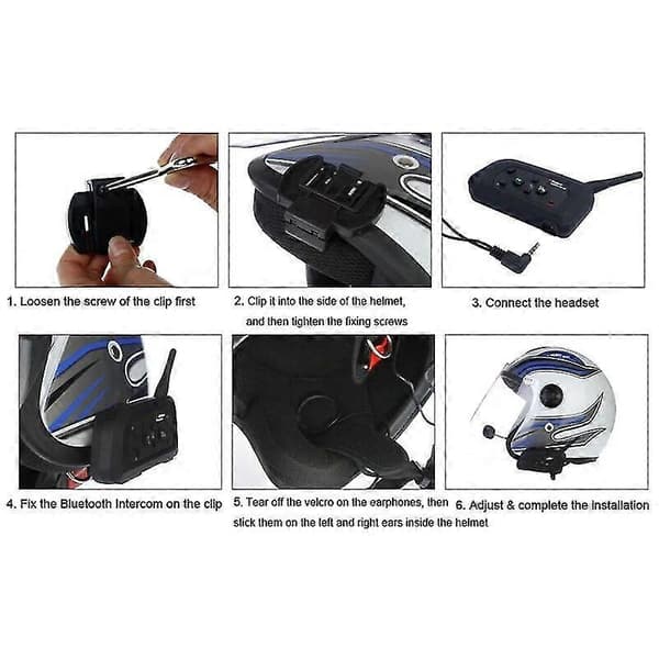 til V4 Bluetooth-kompatibel Intercom Klemme Hjelm Headset Motorcykel Beslag H9EE