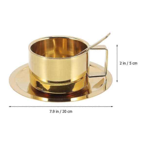 1 sæt kaffekrus i rustfrit stål, kaffekop, ske, underkop, kontorkrus