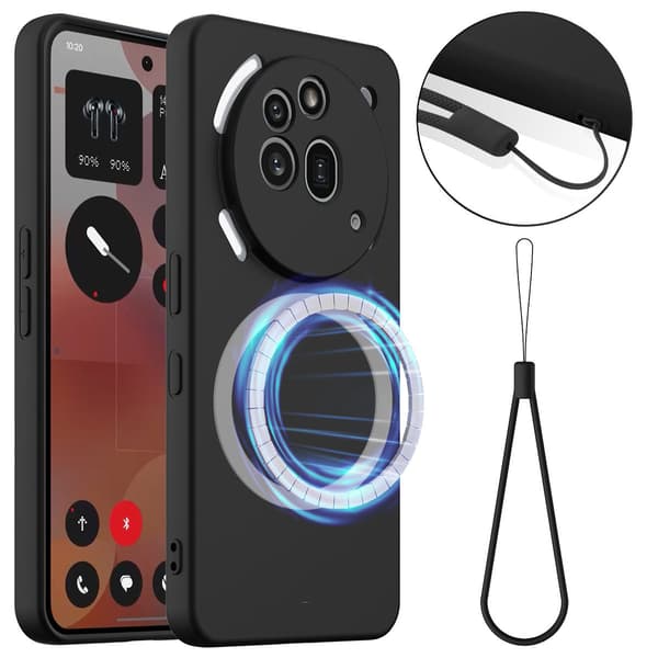 Kompatibelt flytande silikonskal för Nothing Phone (3a) Pro med handrem (Gul)