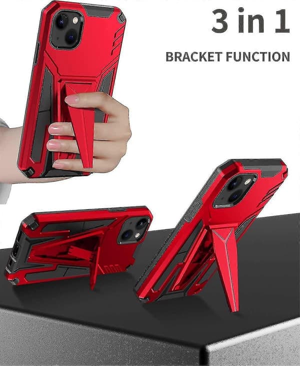 Fallbeskyttelse av militær kvalitet Heavy Duty Armor Case kompatibel med iPhone 13 Pro Max-serien med stativ