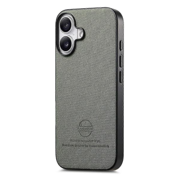 For iPhone 16 Skinntelefonbakdeksel med stofftekstur