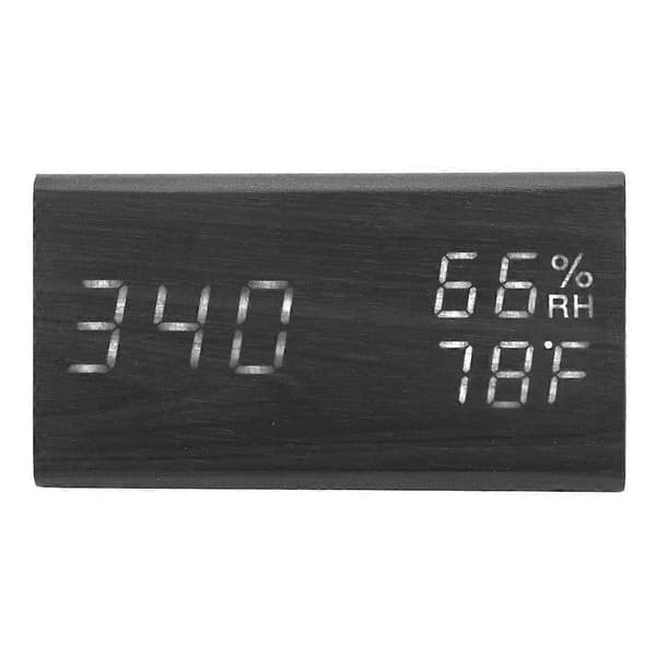 Multifunksjonell digital vekkerklokke med LED temperatur- og fuktighetsdisplay for soverom