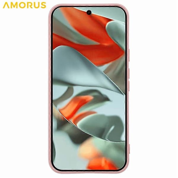 AMORUS Kompatibelt Skal för Google Pixel 9 Pro XL, Exakta Utskärningar, TPU-fiberfoder, Stöttåligt Telefonskal (Rosa)