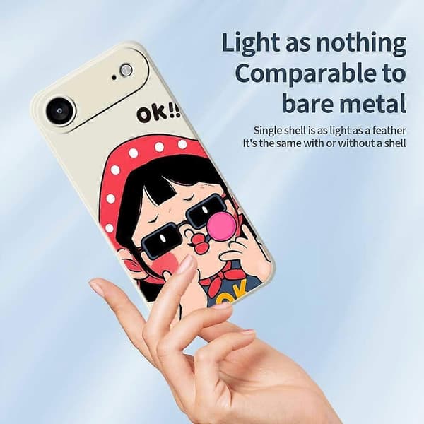 Til iPhone 17 Air-deksel med søtt barnemønster, rett kant, TPU-telefonbakdeksel - Beige