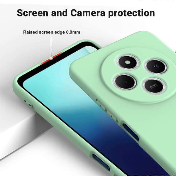 Solid Färgad Flytande Silikon Fallsäker Fulltäckande Mobilskal (Grön, För Redmi 14C 4G)