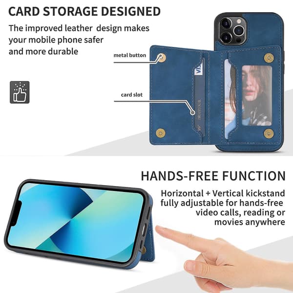 Linjakorttikotelo iPhone 13 Pro Maxille, sininen