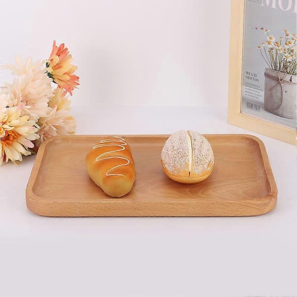 Rektangulær træbakke til småkager, slik, snacks, frugt, fade, serveringsbakke, hjemmekøkken, rektangulær, 30 x 20 x 2 cm
