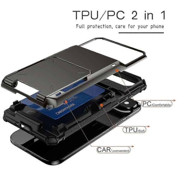 Til iPhone 17 Air-deksel PC + TPU Dobbeltlags bakdeksel med kortholder