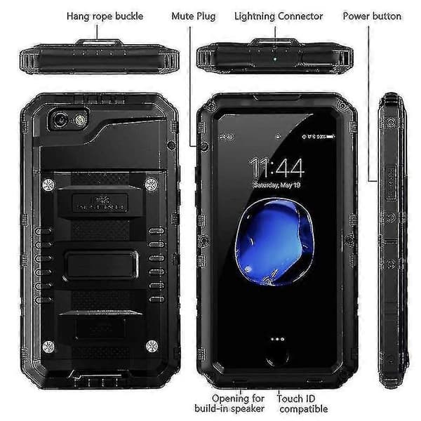 iPhone 7 iPhone 8 Deksel IP68 Vanntett Støtsikkert Støvtett Deksel Metalldeksel