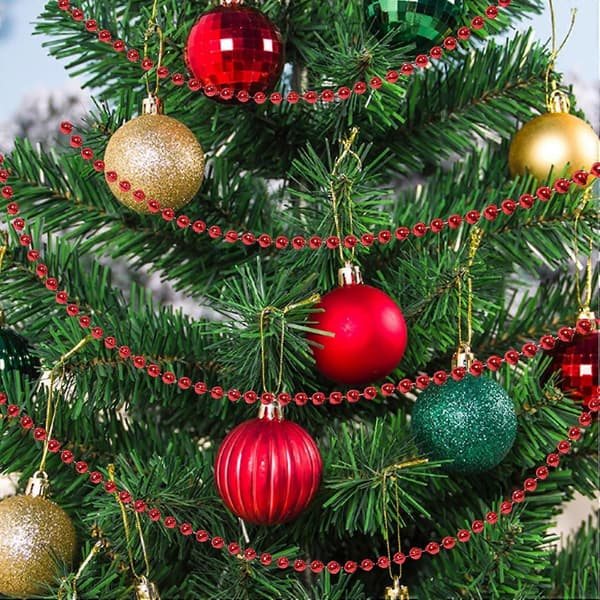 Juletreperlegirlander - 10m - Rød - Juleperlegirlander - Julepynt - Til juledekorasjoner - DIY