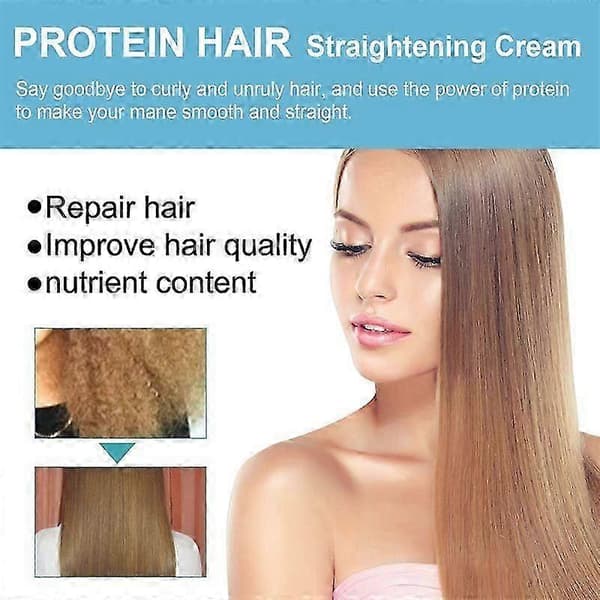 Protein Håruträtningskräm, Silk & Gloss Protein Uträtningskräm för lockigt hår, 60ml A