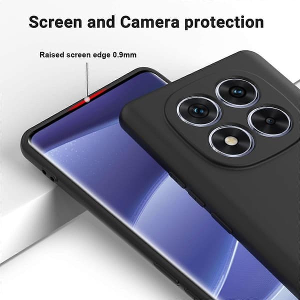 Solid Färgad Flytande Silikon Fallsäkert Fulltäckande Mobilskal (Svart, För Redmi Note 14 Pro+ 5G)