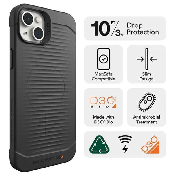 Gear4 havana snap back cover til iphone 14/13 - magsafe kompatibel - sort-DF