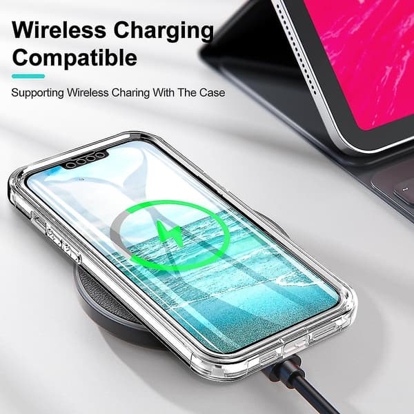 Magic Color-deksel til iPhone 13 Pro Max, inkludert skjermbeskytter, støtter trådløs lading, fallbeskyttelse