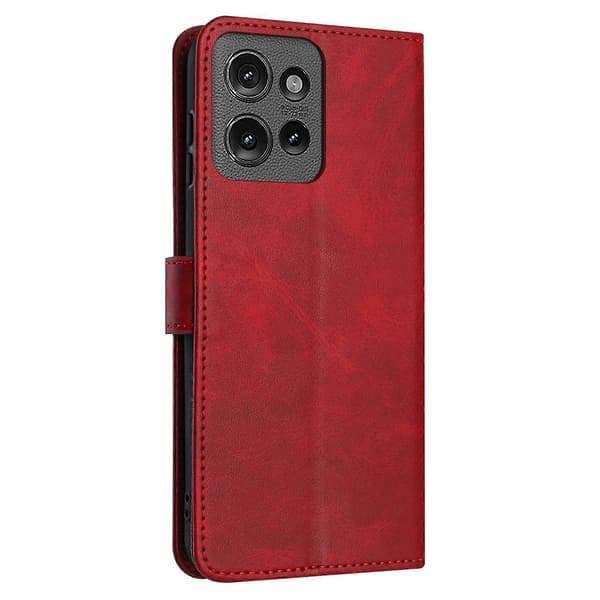Solid kalvetekstur flip læder telefoncover (til Motorola Edge 50)