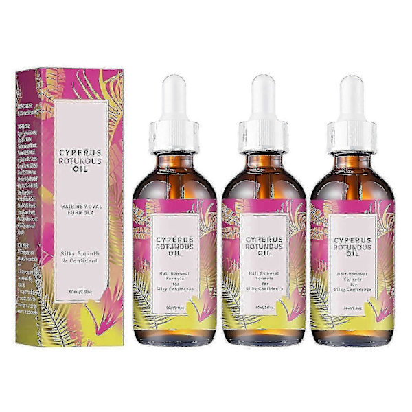 3X Cyperus Rotundus Olje - 60ml Naturlig Cyperus Rotundus Olje For Hårfjerning, Fuktighetsgivende og Beroligende Cyperus Olje For Redusert Kroppshårvekst