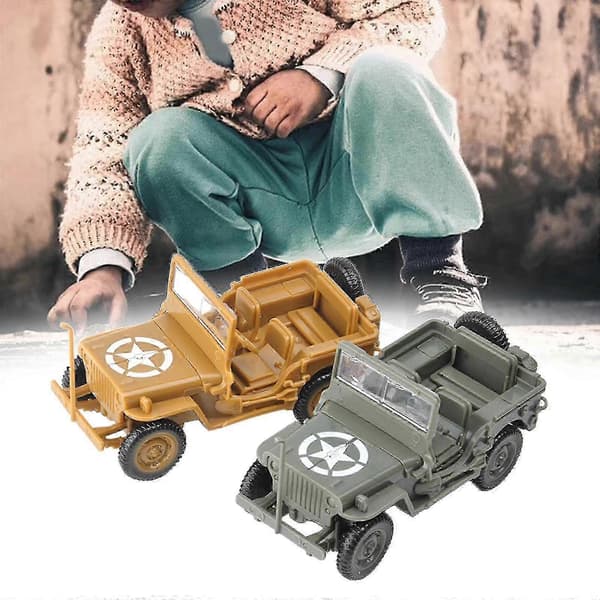 1:48 Skala Terreng Jeep Modell Leketøy, 2 samlebiler for hjemmevisning