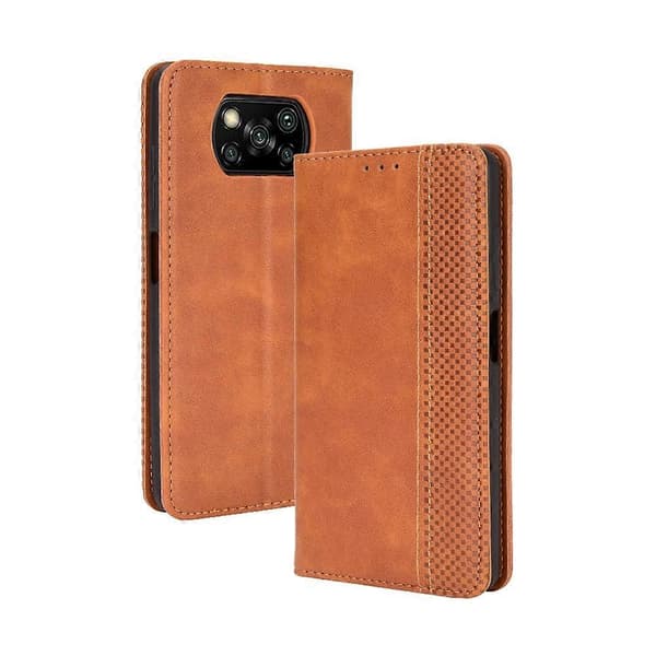 För Xiaomi Poco X3 NFC Läderfodral (Brun)