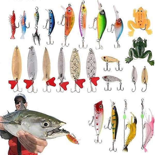 Fiskekalender 2026 NY - 24 unike fiskeagn eller sluker. Julegave til de som elsker å fiske.