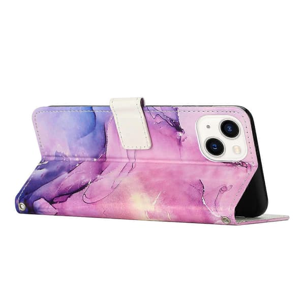 For iPhone 13 mini Malt Marmor Mønster Skinn Telefonveske For iPhone 13 Mini