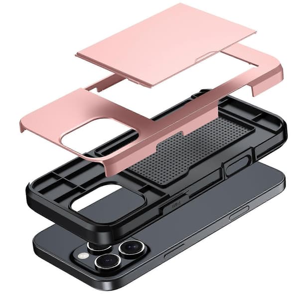 iPhone 16 Pro -kotelo piilotetulla korttipaikalla, TPU + PC -puhelinkuori - armeijanvihreä