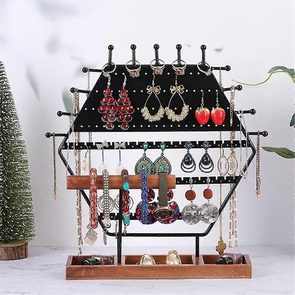 High-End Version Hexagonal Smyckesställ Smyckesförvaring Smyckesdisplay Örhängesförvaring