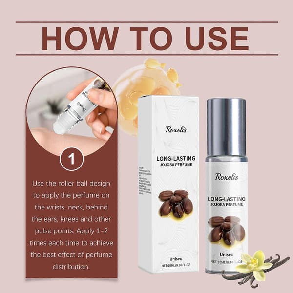Jojoba Parfymolja, Långvarig Fräsch Doft med Bergamott & Amber Extrakt, Elegant Roll-On Cologne, 10ml