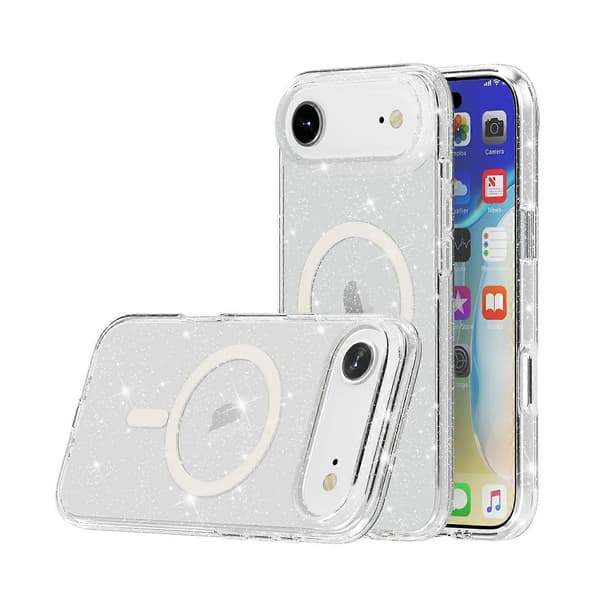 For iPhone 17 Air Case Compatible with MagSafe Glitter Powder PC TPU Phone Cover