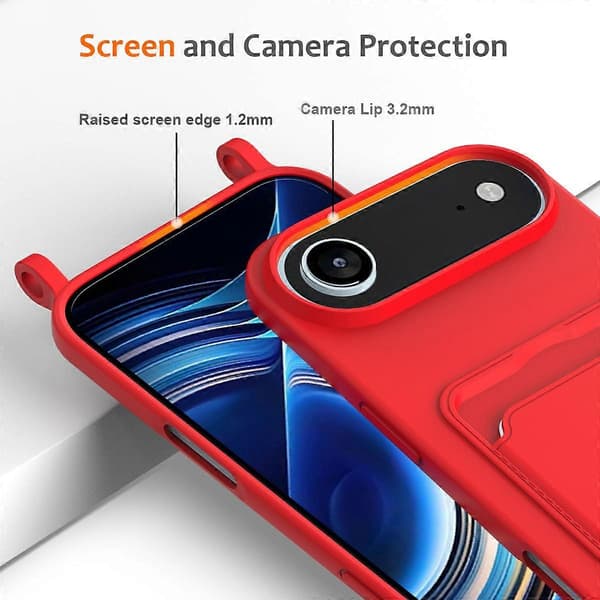 For iPhone 17 Air Deksel Flytende Silikon Kortholder Bakdeksel med Snor