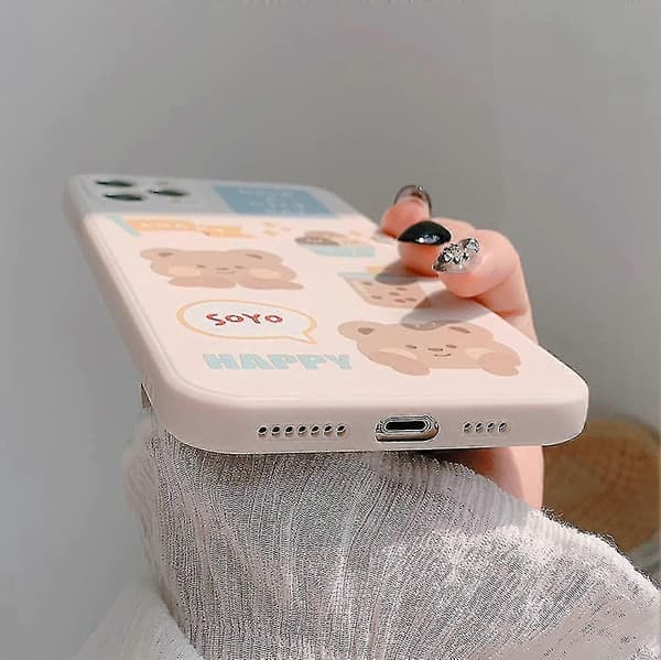 Iphone-deksel med søt bjørn 3D tegneseriemønster$Iphone mykt silikondeksel