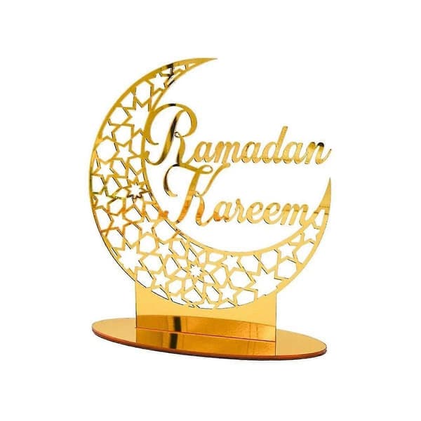 1 stk. akryl Eid Mubarak borddekorasjon, Ramadan Måne Nattlys, Ramadan Mubarak dekorasjon, Mo