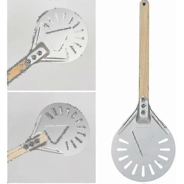 Profesjonell pizzavendespatel, langt håndtak 7/8/9 tommer perforert pizzavendespatel, pizzaspade, aluminium pizzaspade, liten