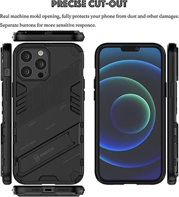 Deksler til iPhone 13 Pro Max, panserdeksel med stativ, militærgradert beskyttelse, støtbestandig støtfanger, mobildeksel til Apple iPhone 13 Pro Max (6.