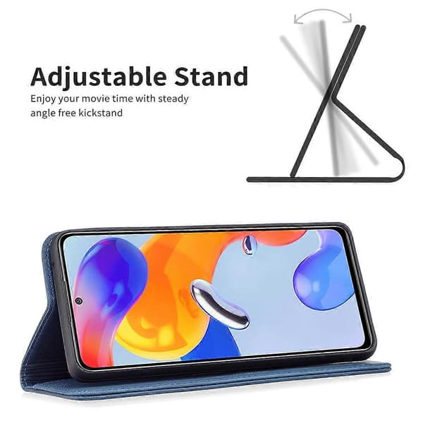 För Xiaomi Redmi Note 11 Pro Internationell Version Magnetiskt RFID-skydd Anti-Stöld Läder Telefonfodral (Blå)
