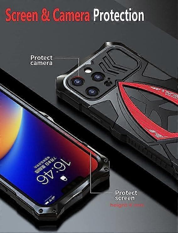 Etui til iPhone 13 Pro Max metallveske, iPhone 13 Pro Max kraftig støtsikkert deksel, 360 full kroppsbeskyttelse foran og bak, utendørs rustning aluminium