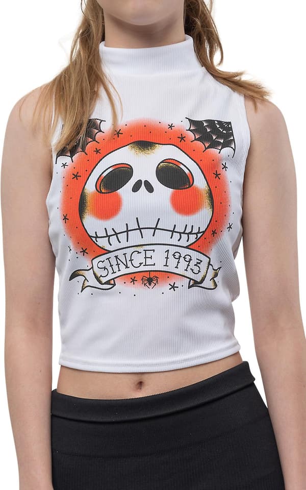 Nightmare Before Christmas linne Jack Since 1993 hög krage dam flickor vit