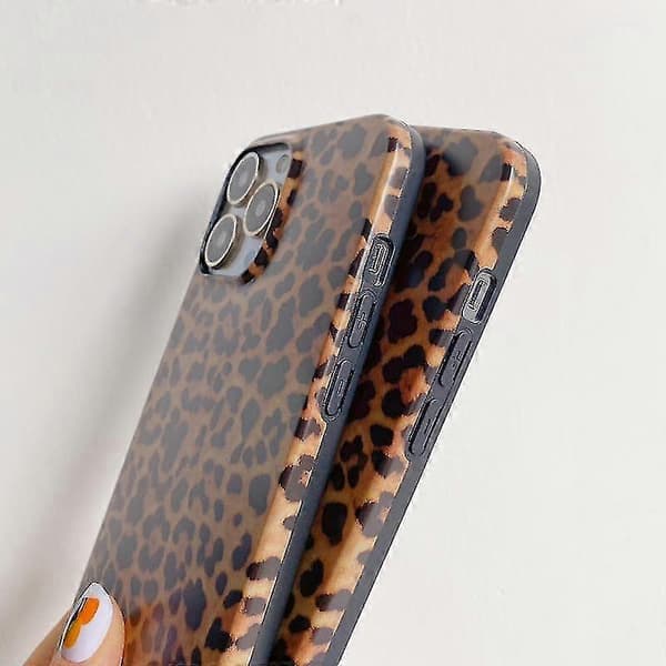 Til iPhone 13 Leopardmønster Ikke-fuld dækning TPU Beskyttelsesetui (brun)