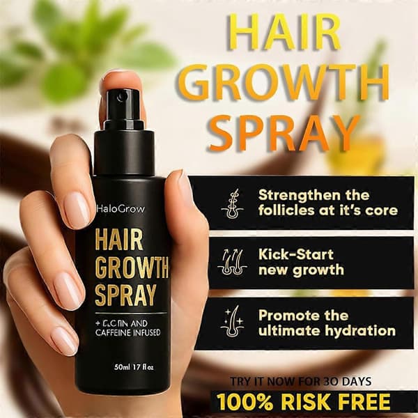 50 ml HaloGrow Hårväxtspray Minskar Håravfall Biotin Hårförtjockande Skonsam Återväxtmist för Kvinnor & Män (1 st)